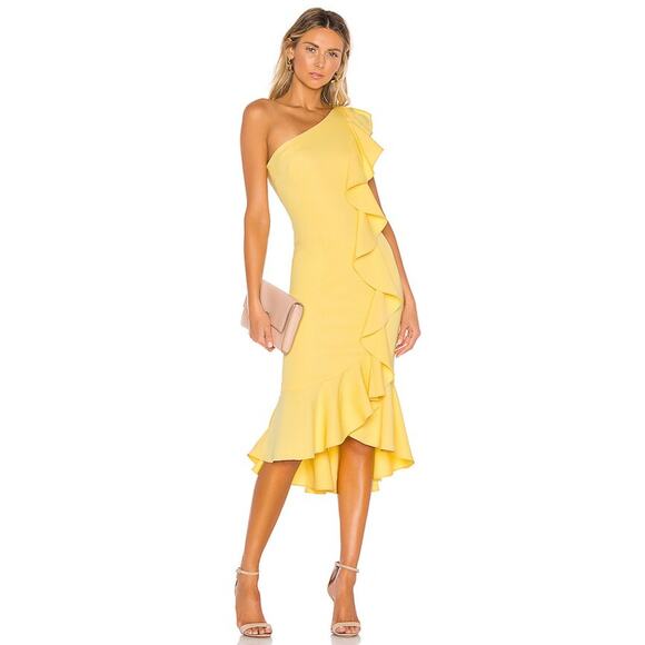 Likely Linette One Shoulder Dress Ruffle Trim Princess Formal Party Prom Sz 0